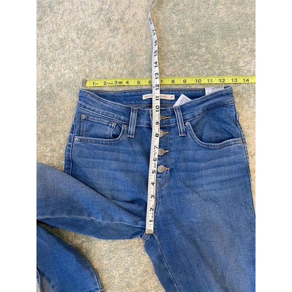 Levis 721 High Rise Skinny Jeans Womens 27 Blue Ankle Slit Denim Stretch - Picture 5 of 8